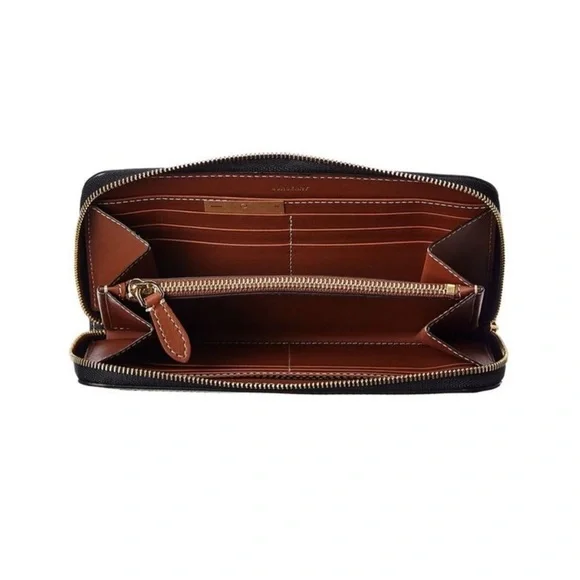 Burberry Horseferry Canvas & Leather Zip Around Wallet Wallets